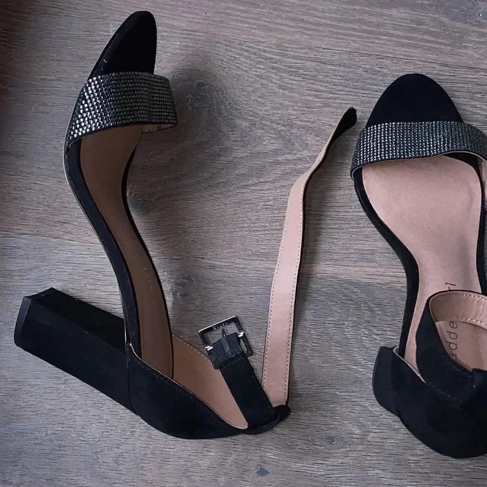 MADDEN GIRL rhinestone strap heeled sandals
